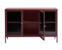 Dressoir Bronco metaal glas 132 cm - Rood
