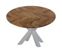 Ronde eettafel Fishbone - ø130x76 - Naturel/wit - Eiken/metaal