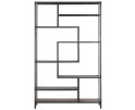 Bookrack Harmony,190x120x35 cm, black powder coated frame with carlitto charcoal recycled leather
