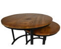 HSM Collection-Ronde Bijzettafel Ronin S/2-ø70x46 / ø55x40-Bruin/Zwart-Mango/Metaal
