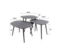 Salontafel Ontario set van 3 vierhoekig metallic - zwart