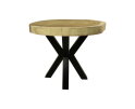 Tafel rond munggur - ø100x78 - Naturel/zwart - Massief munggurhout/metaal