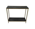 Console tafel - 100x35x86 - Zwart/goud - Marmer/metaal/mangohout