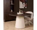 Eettafel Madison rond mangohout bruin - beige kolompoot - 130x130x76 cm