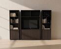 Bellagio Cinewall - Tv-boekenkast - Eikenfineer - Dark chocolate bruin - 300x42x215 cm