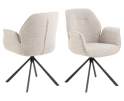 HSM Collection-Eetkamerstoel Nora + Armleuning-91x61x59-Zand/Zwart-Stof/Metaal