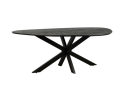 Eettafel Kiezel mangohout met facetrand 200x120 cm - organische vorm - zwart