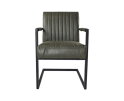 HSM Collection-Eetkamerstoel Texas Met Arm S/2-55x50x85-Groen/Zwart-Leder/Metaal
