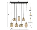Hanglamp van 7 Lampen met Gestreept Glas Horizontaal - Amberkleurig glas