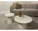 Salontafel Patrice rond set van 2 mangohout 80 cm & 60 cm - crême wit