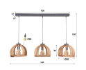Hanglamp Cage &Oslash;30 cm 3 lampen mangohout - naturel