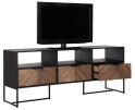 TV stand Criss Cross medium, 3 drawers, 3 open racks,60x150x40 cm, mixed wood