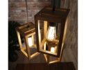 Hanglamp 3x houten frame getrapt - Massief mango naturel