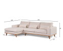 3 seater corner left, fabric Grande 03, G460 beige