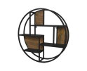 Wand decoratierek rond - Ø75x16 - Naturel/zwart - Mangohout/metaal