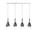 Hanglamp 4L silver drop glass - Chromed glas
