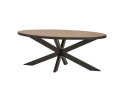 Eettafel Mangohout visgraat ovaal met metalen rand 240x105 cm | Meubelplaats