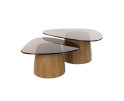 Salontafel Tinto driehoekig glas set van 2 - Brons glas