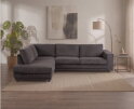 Hoekbank Livaro Antraciet - Zoom 21 Ribstof &ndash; Ottomane links &ndash; 261x204 cm