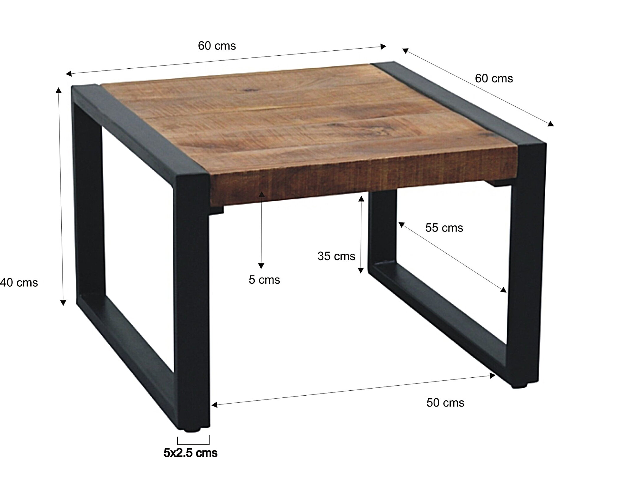 Industriële Bijzettafel Met Schappen, Kleine 3-Laags Salontafel Voor Woonkamer Nachtkastje Met Houten Accenten En Metalen Frame Rustiek Bruin