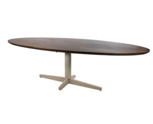 Eetkamertafel 220, ovaal, poot Beige, Mango Brown Walnut - Scorpio Table Collection