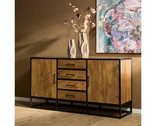 Dressoir Denver | Mangohout en staal | 165 cm