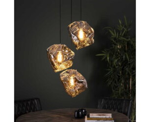 Hanglamp 3L rock chromed getrapt - Chromed glas