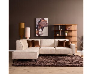 MySofa Floris Hoekbank Velvet Beige Divan Links+2,5 zits