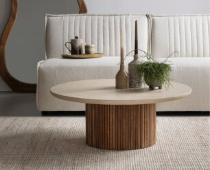 Coffee table Lagoon MORTEX round,35x&Oslash;90 cm, teakwood + mortex
