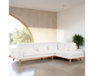 3 seater corner right, fabric Abriamo 4, A920 naturel