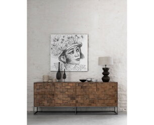 Wall Art Balinese girl Kadek,100x100 cm, Painting on canvas