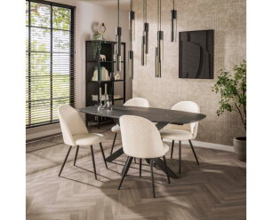 Eettafel Marquina Deens ovaal melamine 180 cm - marmerlook