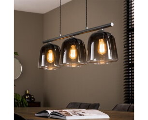 Hanglamp 3L grey shaded - Oud zilver