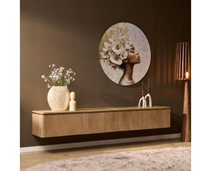 Zwevend tv meubel Dallas Naturel Mangohout 210 cm