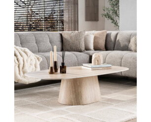 Salontafel Centurio Deens ovaal Travertin keramiek 135x70 cm - Beige