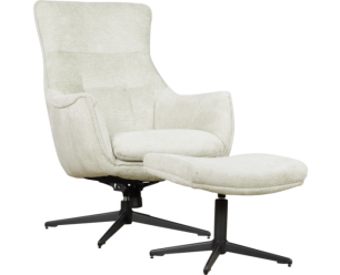 Draaifauteuil Flynn met hocker stof Movie Natural 1 beige