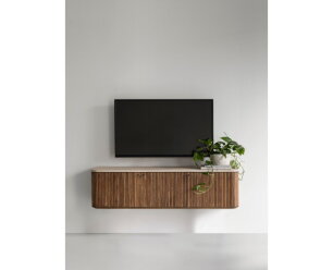 DTP home Lagoon zwevend tv-meubel teakhout en Mortex naturel / beige - 140 x 35 x 37 cm