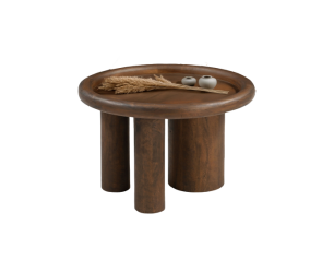 Salontafel Marlot rond mangohout 60x60x41 cm - walnoot - Japandi