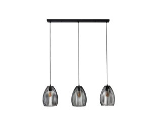 Hanglamp 3L stripe metal - Zwart bruin