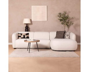Hoekbank Valerie Boucl&eacute; met Chaise Longue Rechts 279x150 cm &ndash; Beige - Japandi