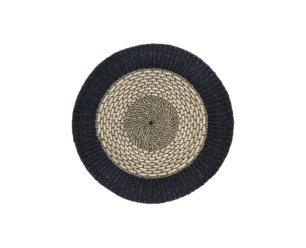 Vloerkleed Malibu - ø100 cm - raffia/zeegras - naturel/zwart