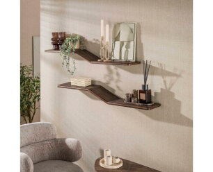 Wandplank Maya Teak S-shape set/2 - Massief teak espresso