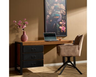 Bureau Britt 145 cm mango metaal - zwart | Meubelplaats