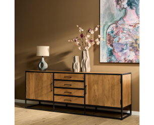 Dressoir Denver | Mangohout en staal | 210 cm