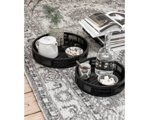 Tray Algarve round BLACK, set of 2 - ORDER by 2 pcs,7x&Oslash;30 cm / 7x&Oslash;40 cm, Bamboo black