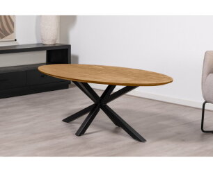 Salontafel Florence ovaal facetrand Gezandstraald 130x70 cm - Naturel
