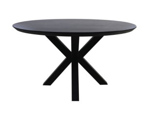 Ronde eettafel Zurich - ø130x76 - Zwart - Acaciahout/metaal