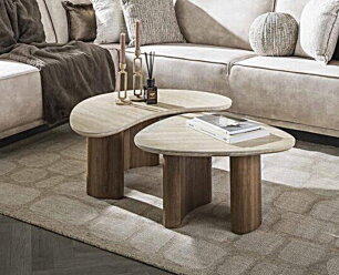 Salontafel set/2 organic ceramic - Ceramic travertine