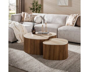 Salontafel Ceramo medio set/2 - 3D keramiek travertin
