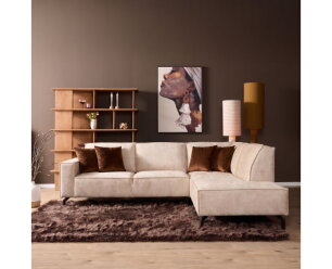 MySofa Floris Hoekbank Velvet Beige 2,5 zits+Divan Rechts